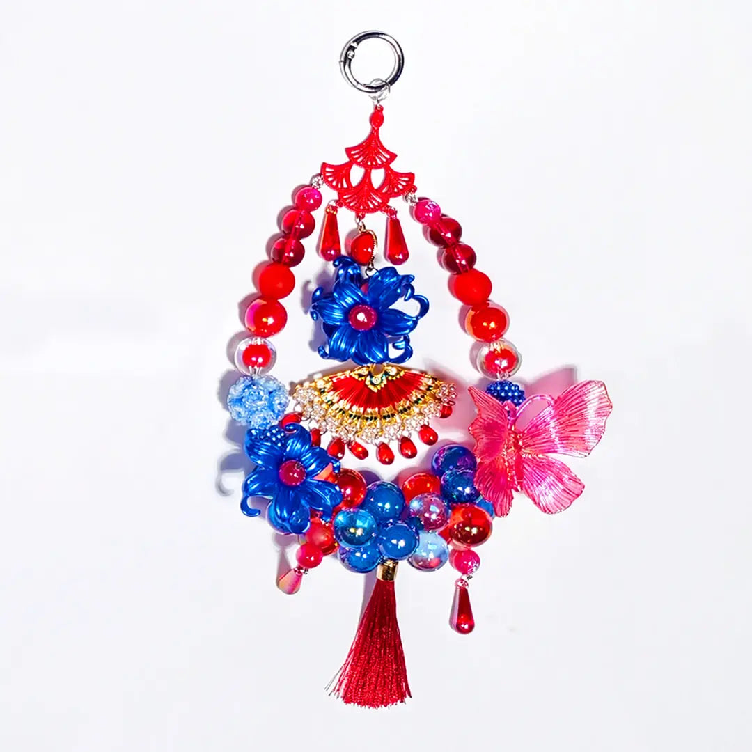 【New】【Glowing】Fluttering Crimson Fan for Pen/Hanging - Open in live