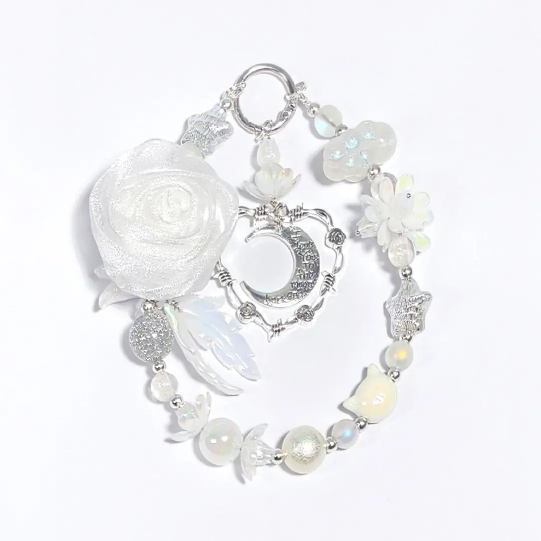 Halloween-Silver Moon Rose for Bracelet/Hanging/Pen - Open in live