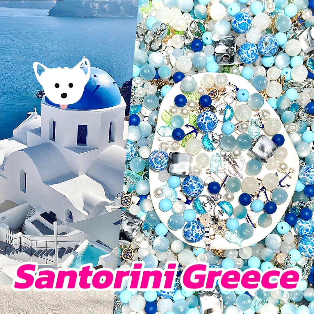 Santorini Greece for Key/Phone Chain/Bracelet/Necklace- Open in live