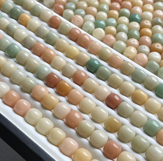 【11mm Peach & Green】 Fantast High Quality Natural Bodhi Beads
