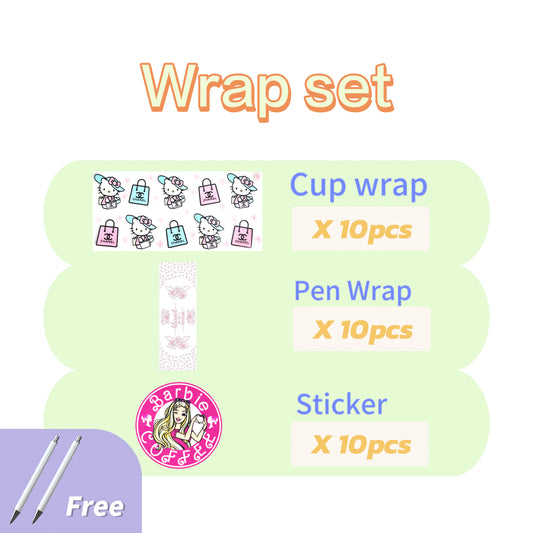 【Wrap Set】UV DTF High Quality Cup /Pen Wrap/Sticker Set