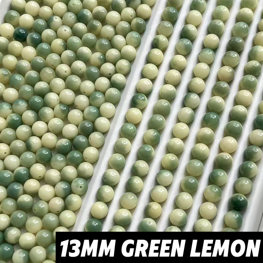 【13mm Green Lemon】 Fantast High Quality Natural Bodhi Beads