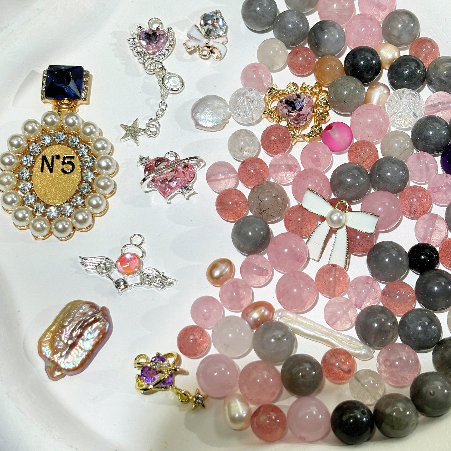 【 New Beads Mix】Perfume Toxic-Natural Crystal & Fresh Water Pearl Mix