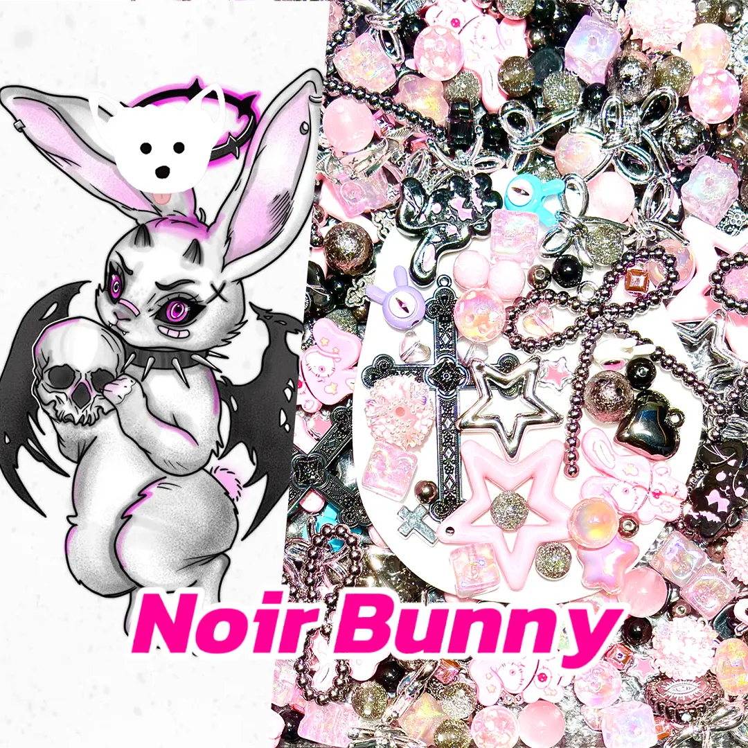 【New Arrival+1 Scoop】Noir Bunny for Bracelet/Keychain/Pen - Open in live