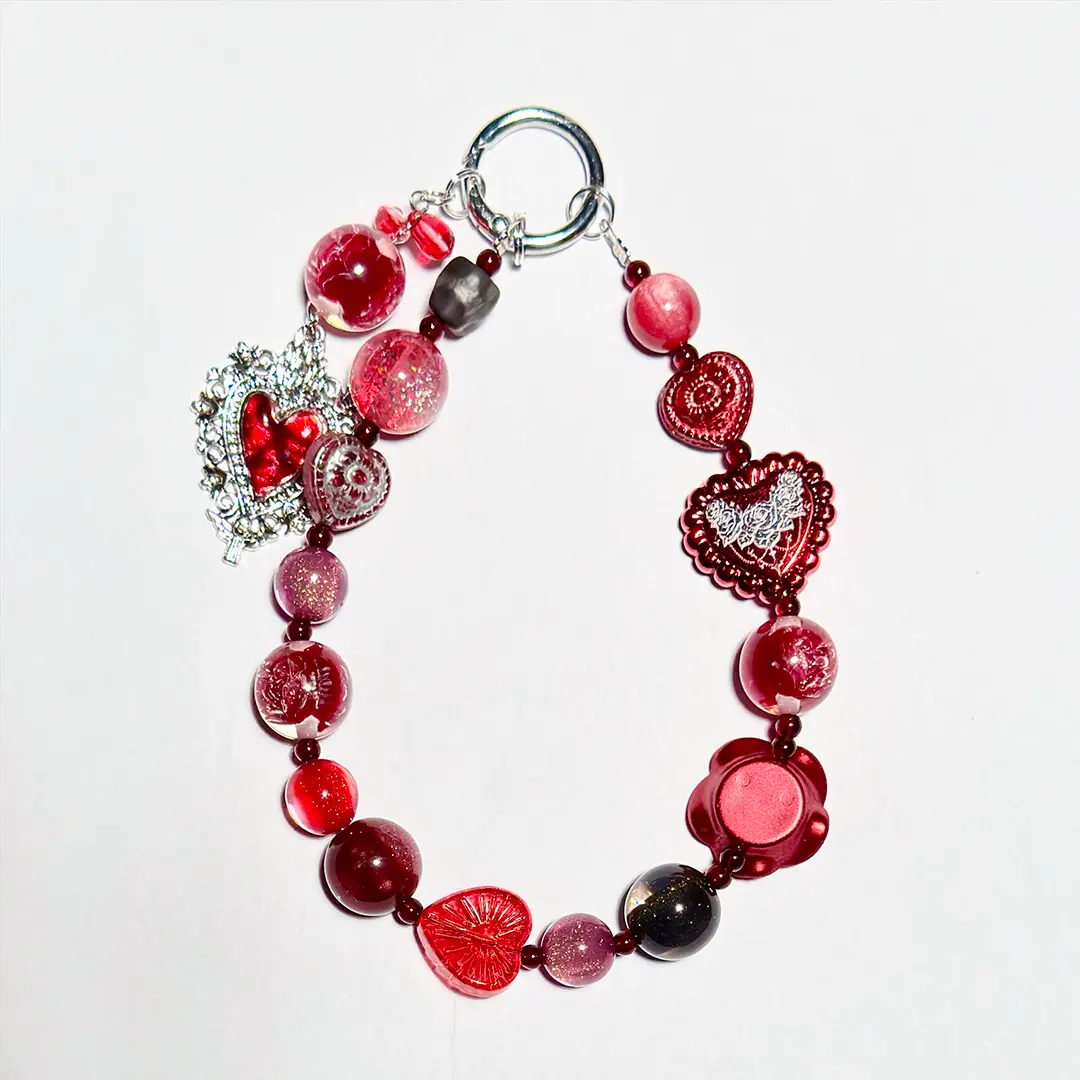Crimson Heartbeats for Key/Phone Chain/Bracelet/Pen- Open in live