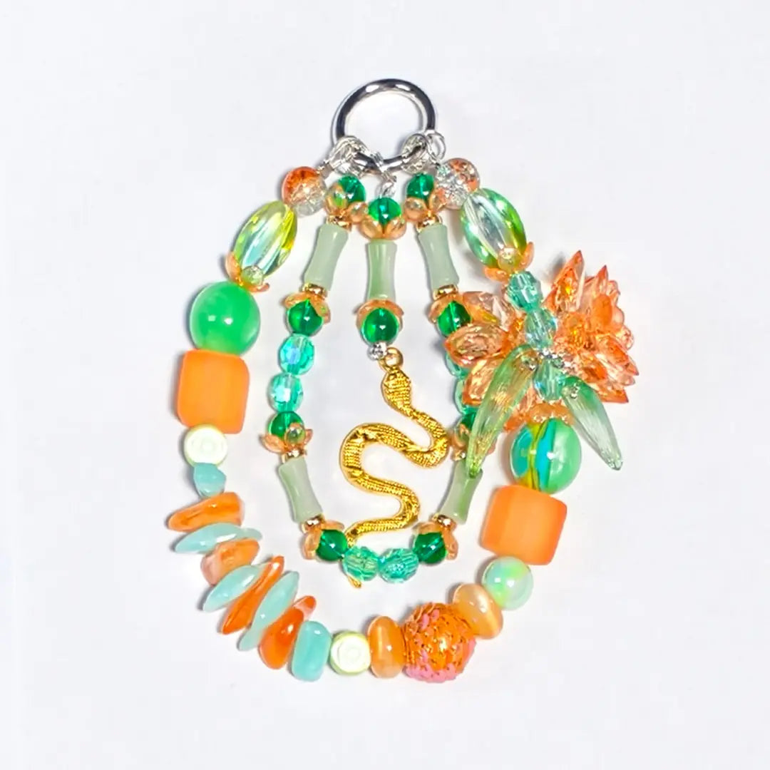 [New Arrival +1 Scoop]Jade & Orange Spirit Snake for Pen/Bracelet/Hanging - Open in live