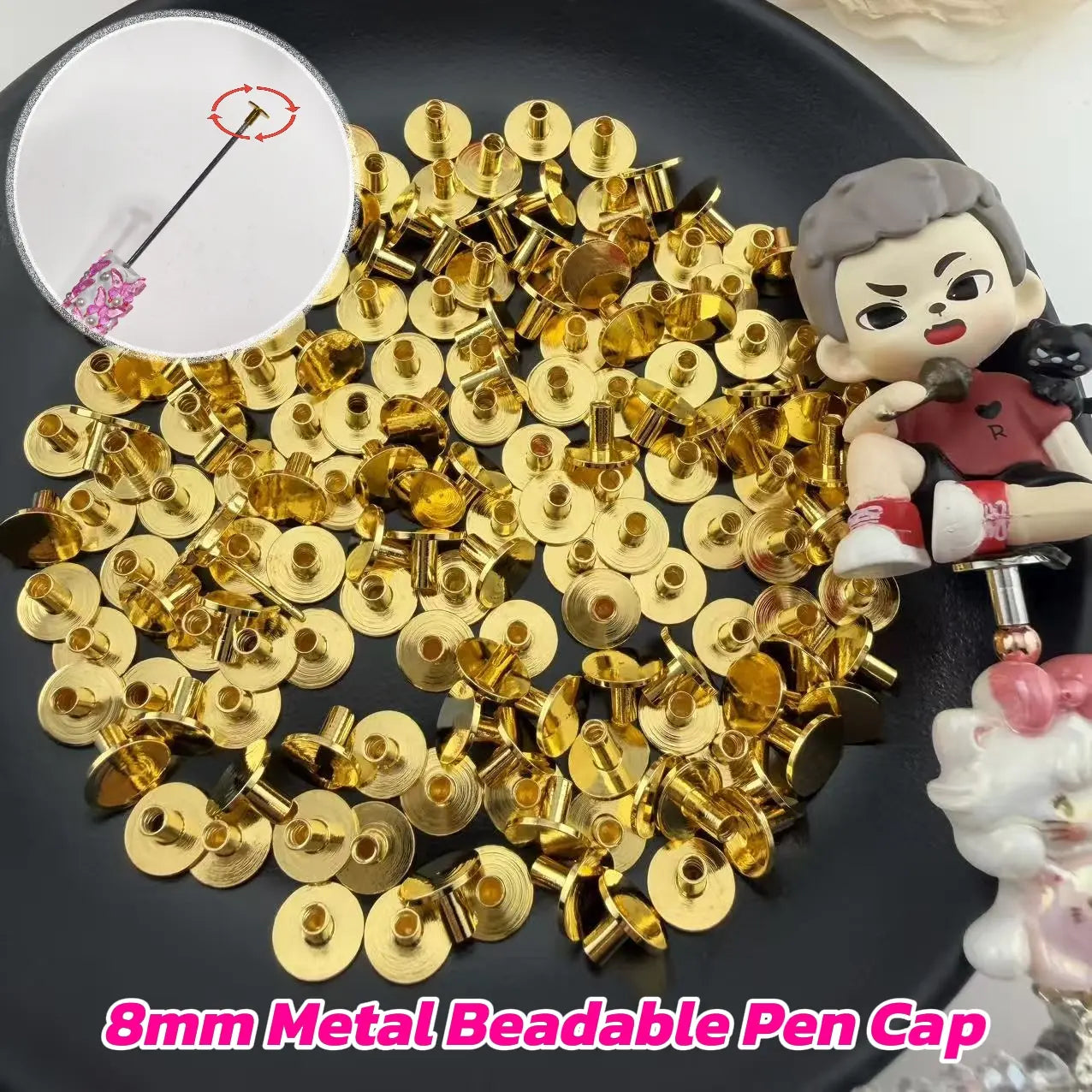 【New Offline-Packing】8mm Metal Beadable Pen Cap
