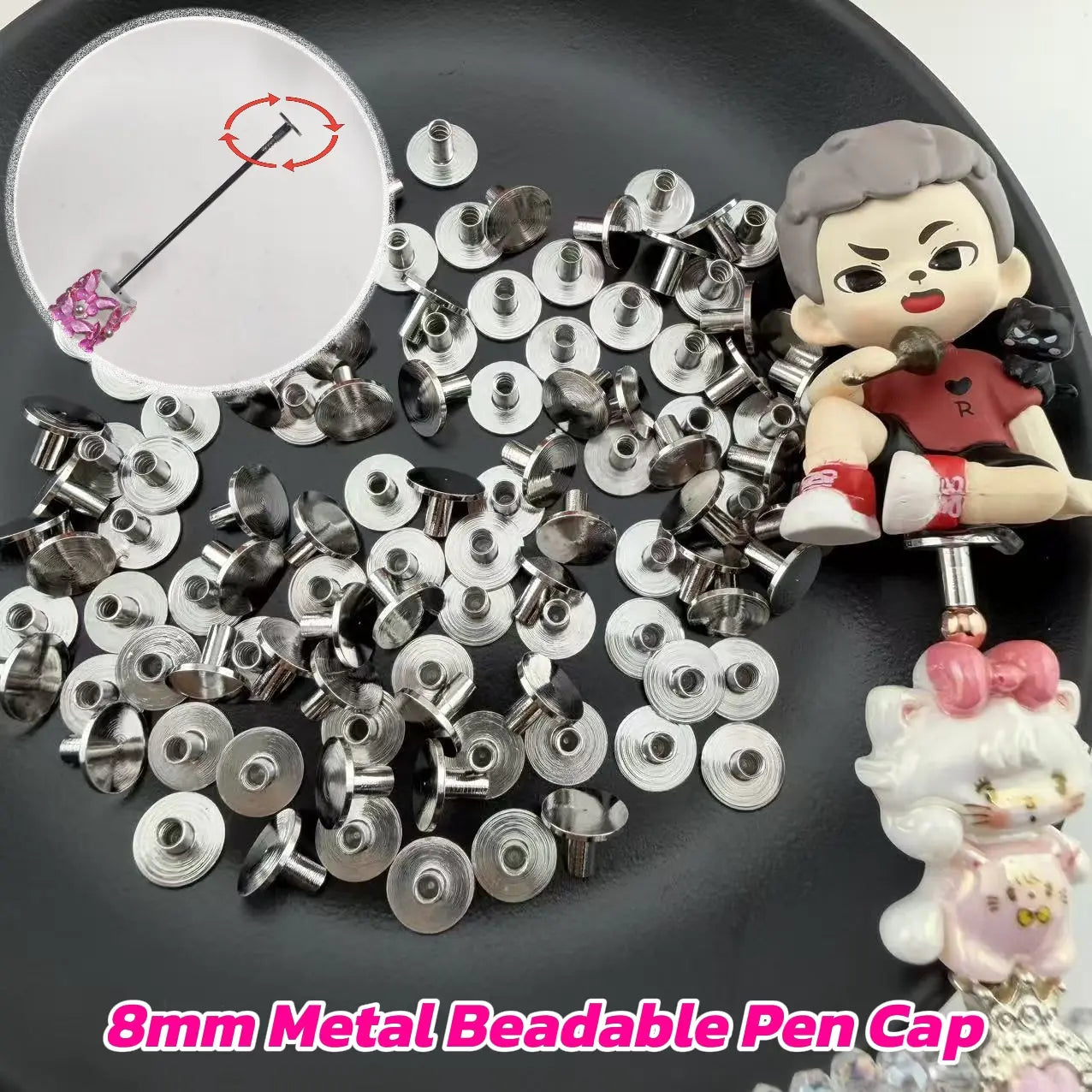 【New Offline-Packing】8mm Metal Beadable Pen Cap