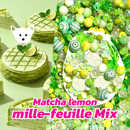 Matcha Lemon Millefeuille Mix for Key/Phone Chain/Bracelet/Necklace- Open in live