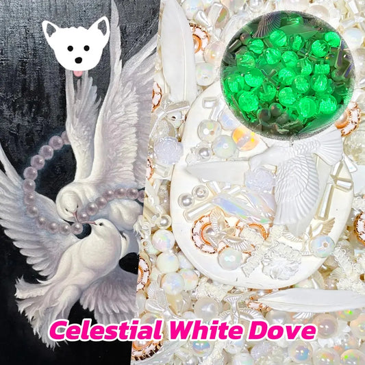 Celestial White Dove for Key/Phone Chain/Hanging/Pen - Open in live