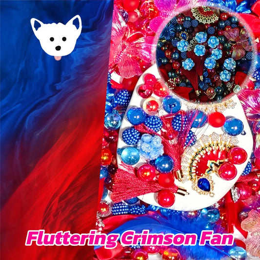 【New】【Glowing】Fluttering Crimson Fan for Pen/Hanging - Open in live
