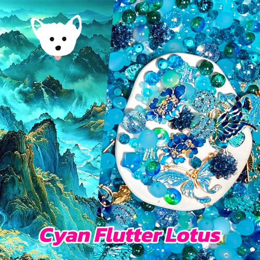 【New】Cyan Flutter Lotus for Pen/Hanging/Bracelet - Open in live