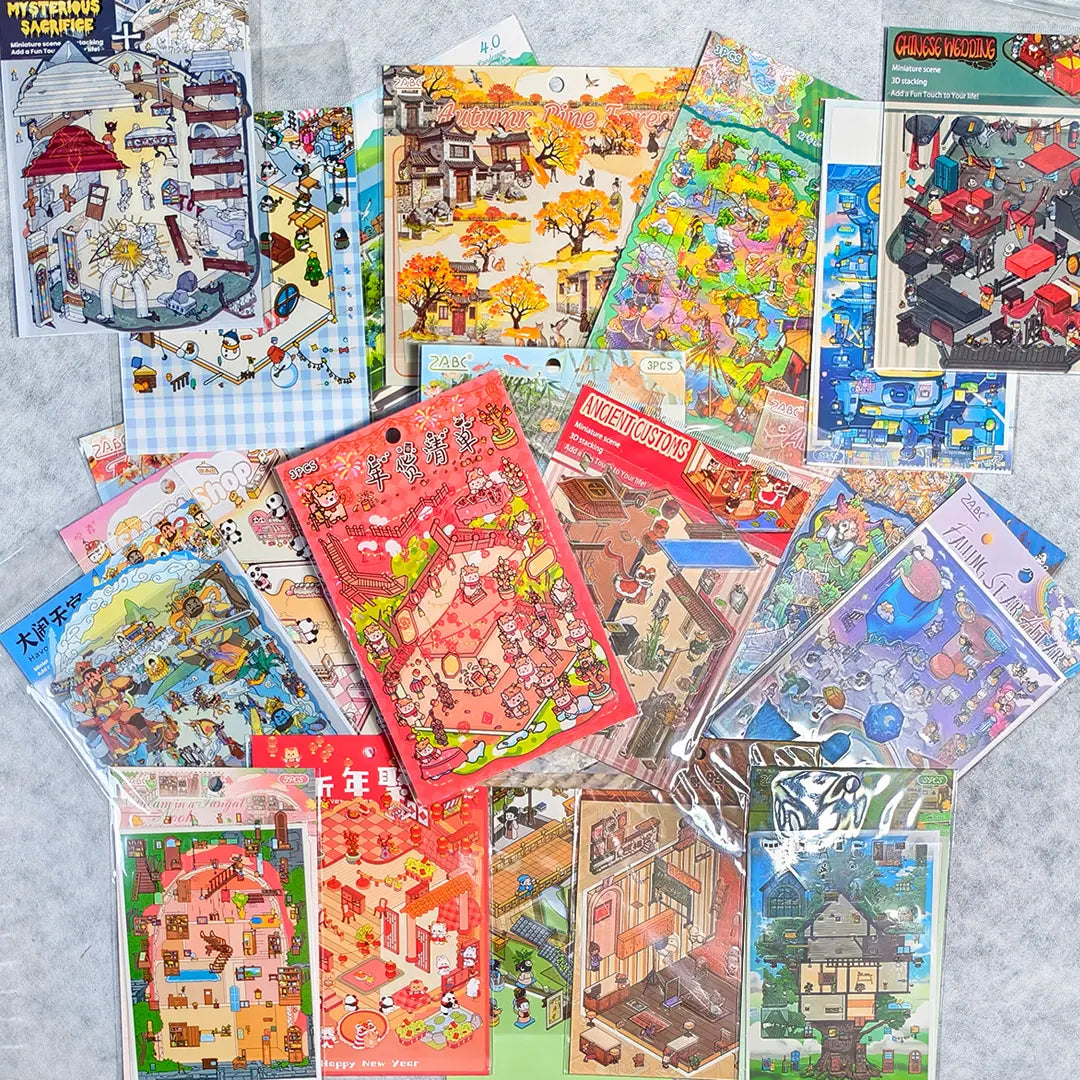 [New Arrival+10% Extra] Miniature World Stickers Blind Bag - Open in live