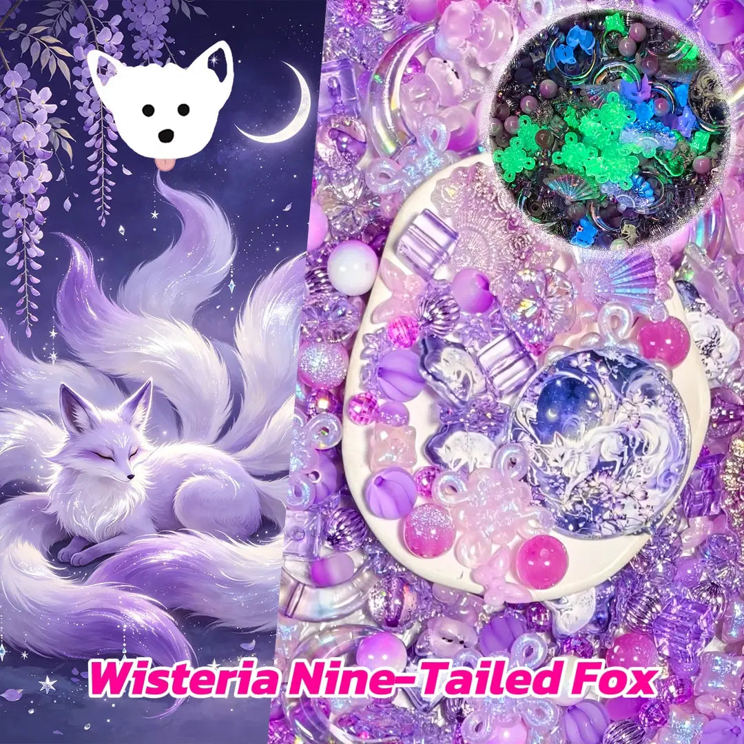 [New Arrival+1 Scoop] Wisteria Nine-Tailed Fox for Hanging/Pen - Open in live