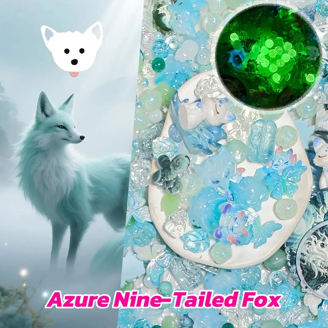 [New Arrival+1 Scoop] Azure Nine-Tailed Fox for Bracelet/Hanging/Pen - Open in live