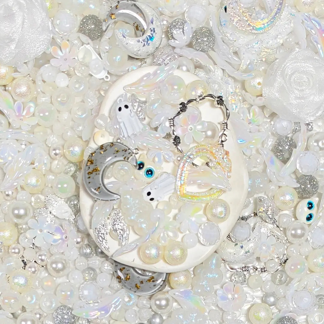 [New Arrival+1 Scoop] Halloween-Silver Moon Rose for Bracelet/Hanging/Pen - Open in live