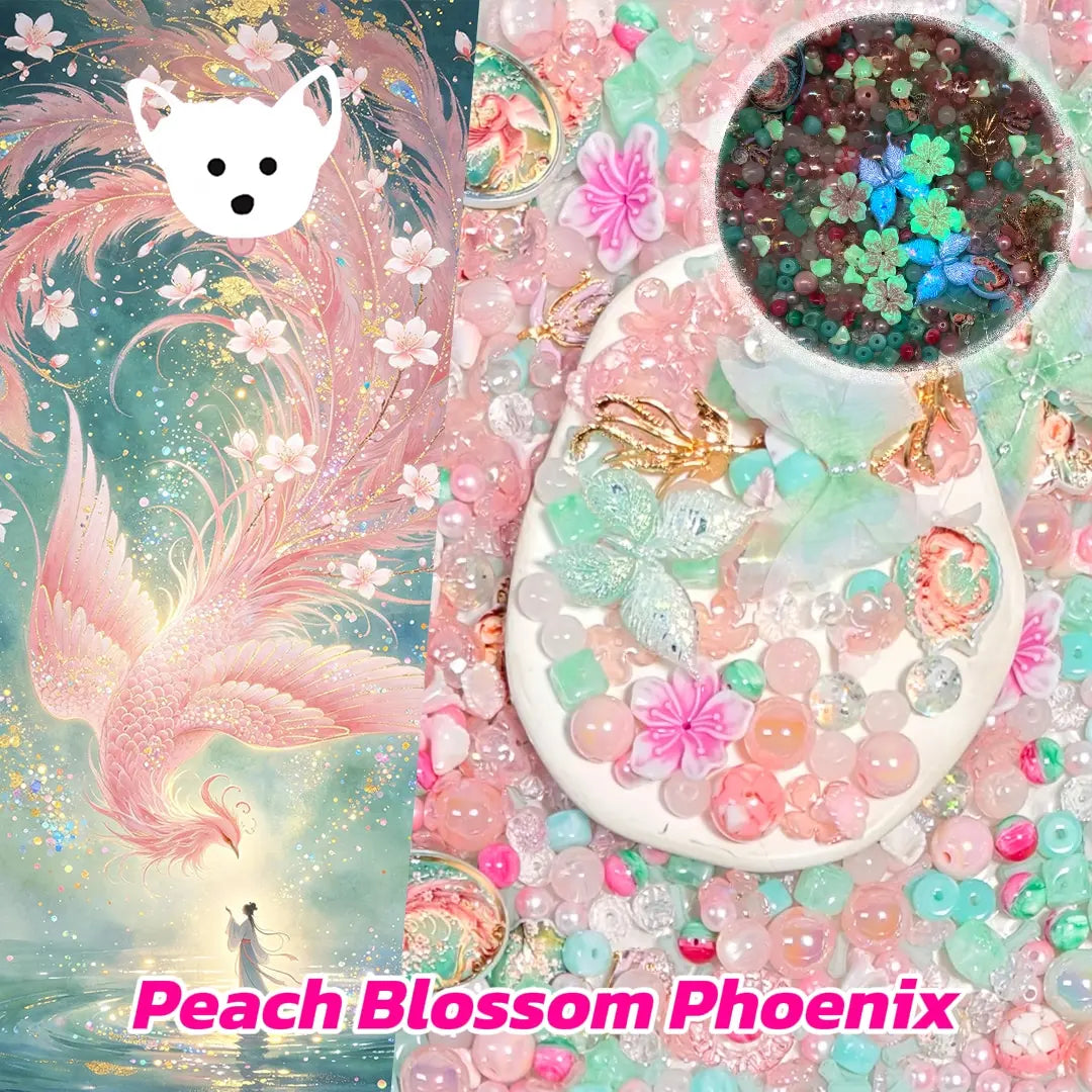 [New Arrival+2 Scoop] Peach Blossom Phoenix for Bracelet/Hanging/Pen - Open in live