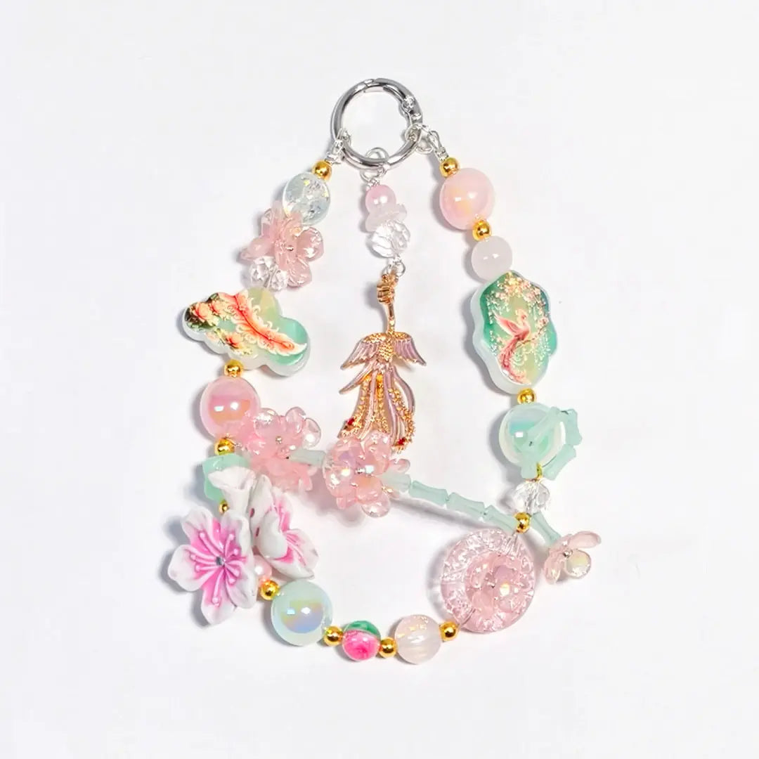 [New Arrival+2 Scoop] Peach Blossom Phoenix for Bracelet/Hanging/Pen - Open in live