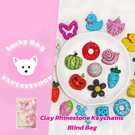 [New Arrival+10% Extra]  Clay Rhinestone Keychains Blind Bag - Open in live