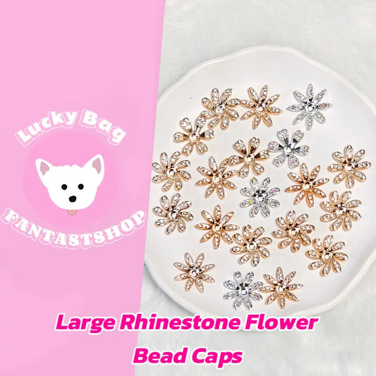 Large Rhinestone Flower Bead Caps for Pen - Open in live