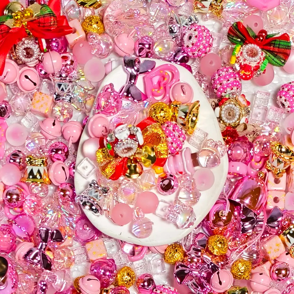 [New Arrival+2 Scoops] Pink Christmas Bell for Bracelet/Hanging/Pen - Open in live