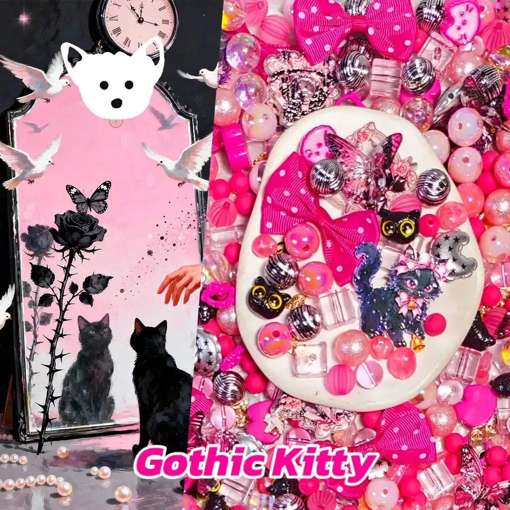 [New Arrival +2 Scoops] Gothic Kitty for Bracelet/Hanging/Phone Chain - Open in live