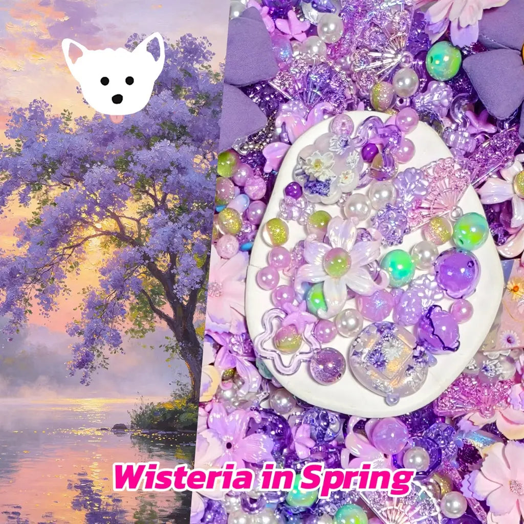 [New Arrival+2 Scoops] Wisteria in Spring for Bracelet/Hanging/Phone Chain/Pen - Open in live