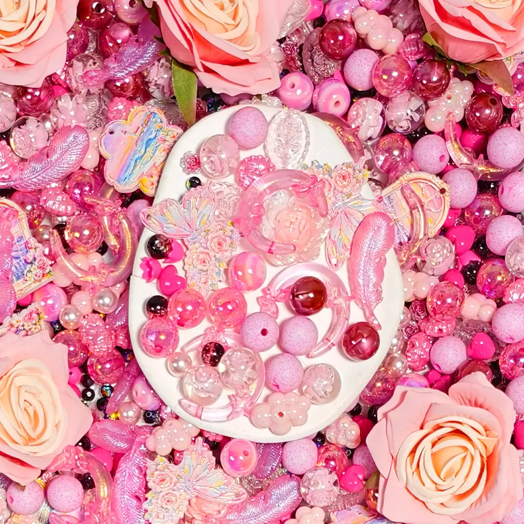[New Arrival+2 Scoops] Pink Rose Tower for Bracelet/Hanging/Phone Chain - Open in live