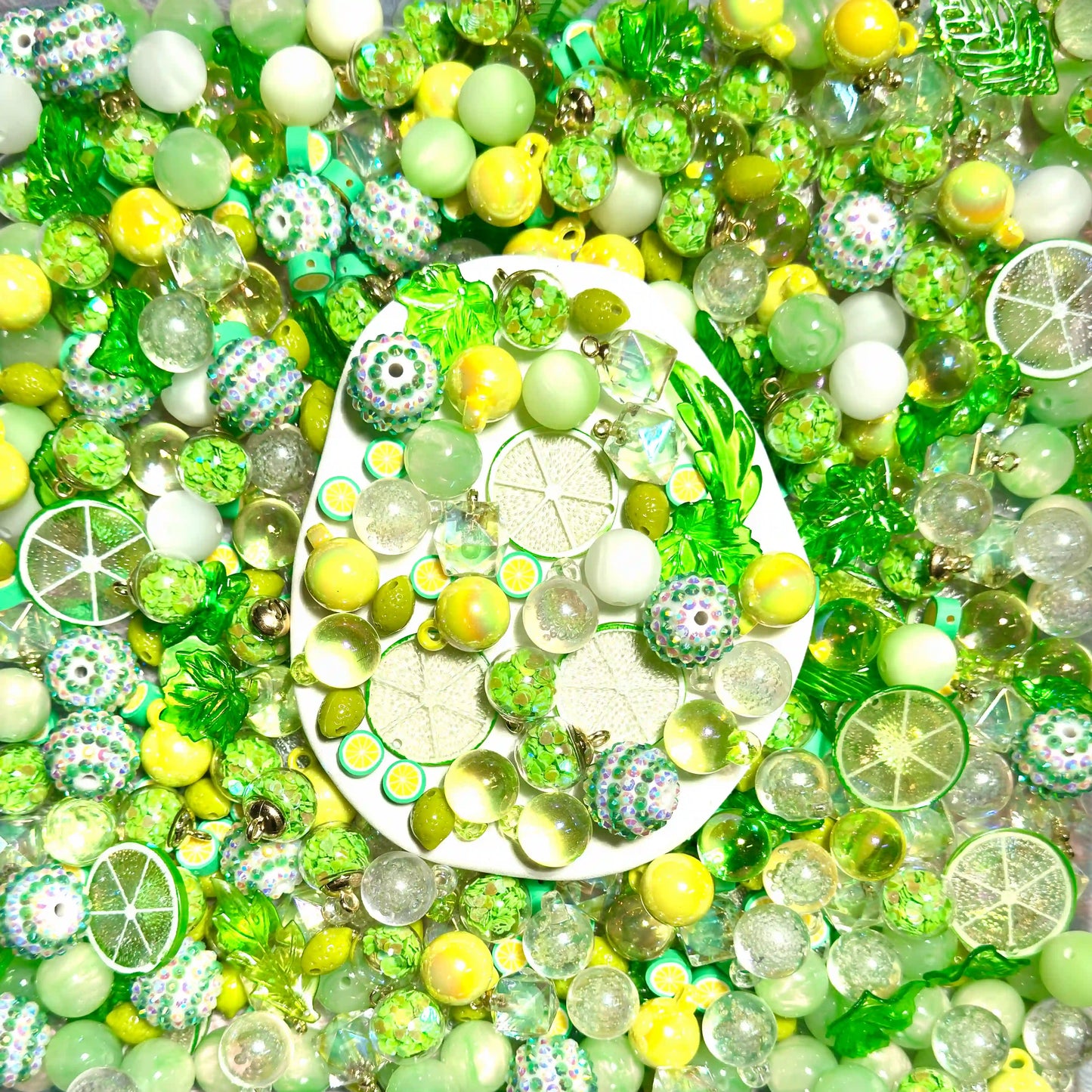Matcha Lemon Millefeuille Mix for Key/Phone Chain/Bracelet/Necklace- Open in live