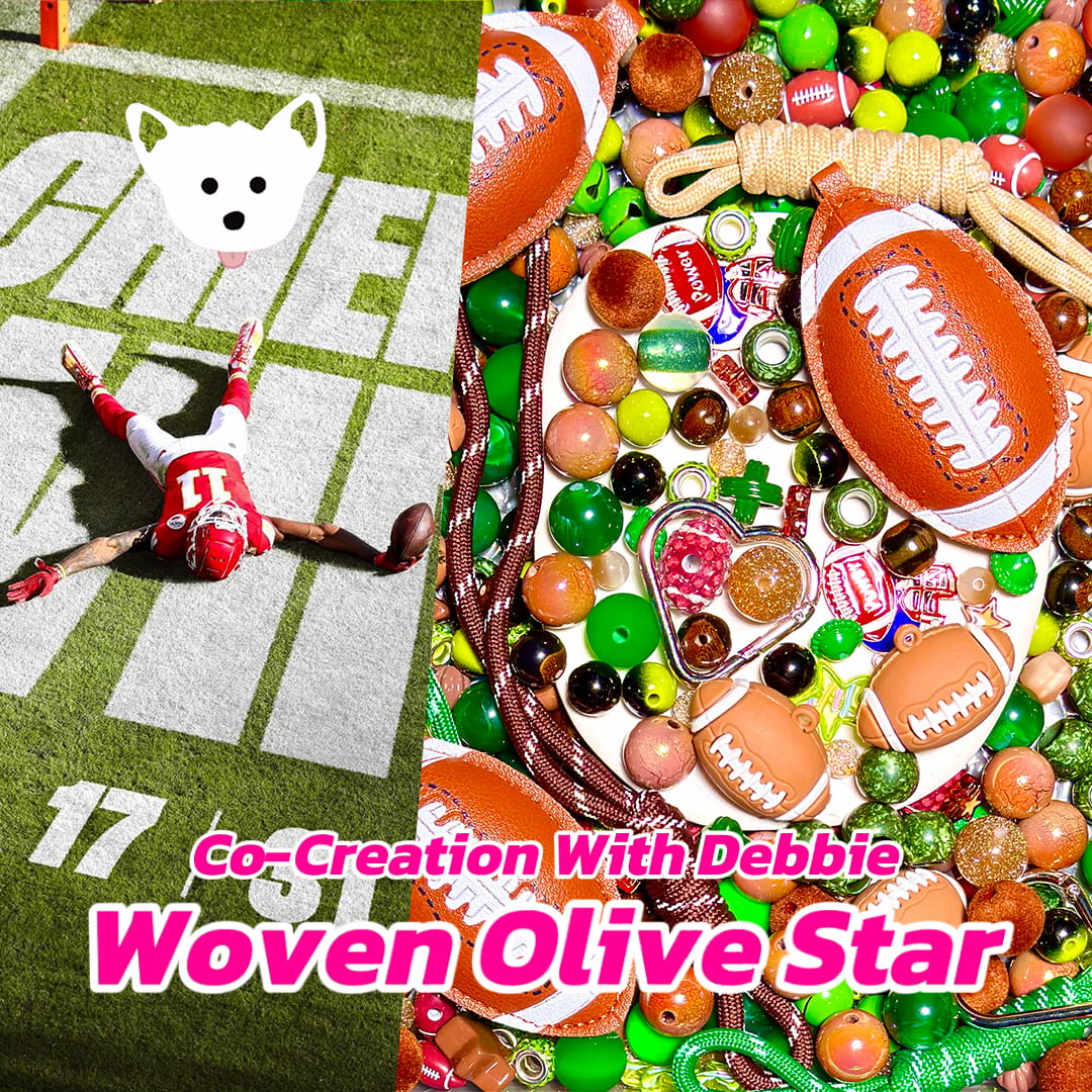 【Co-creation with Debbie】Woven Olive Star for Key/Phone ChainPen- Open in live