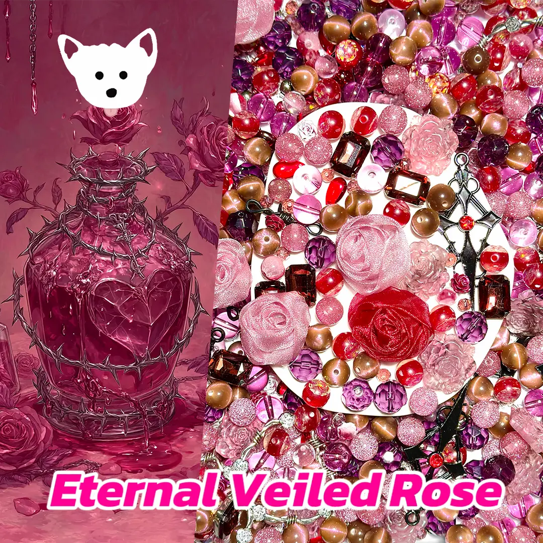 Eternal Veiled Rose for Key/Phone Chain/Bracelet/Pen- Open in live