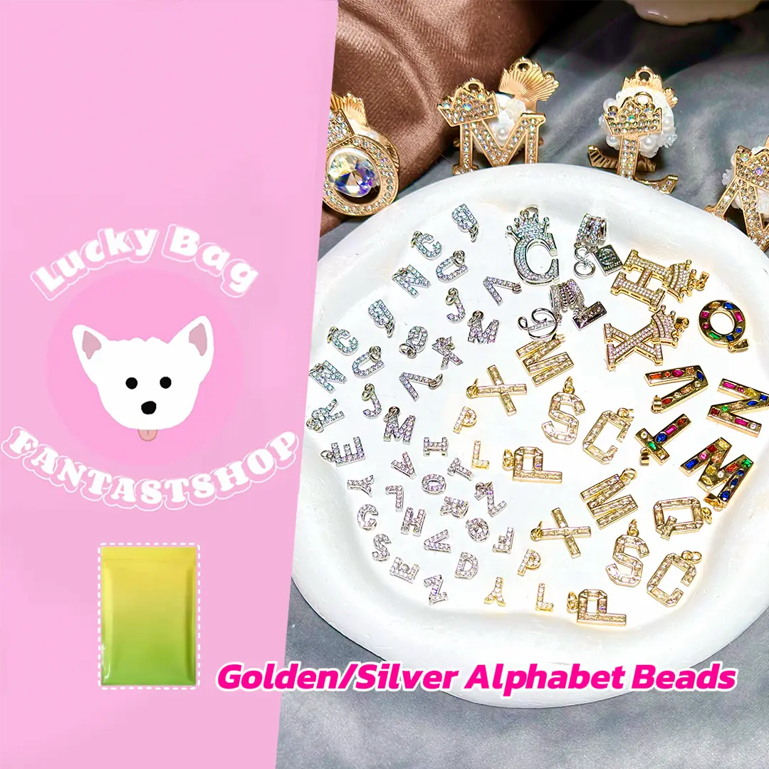 【Limited New Arrival+10%Extra】Golden/Silver Alphabet Beads Blind Bag for Bracelet/Beadable Pen/Keychain - Open in live