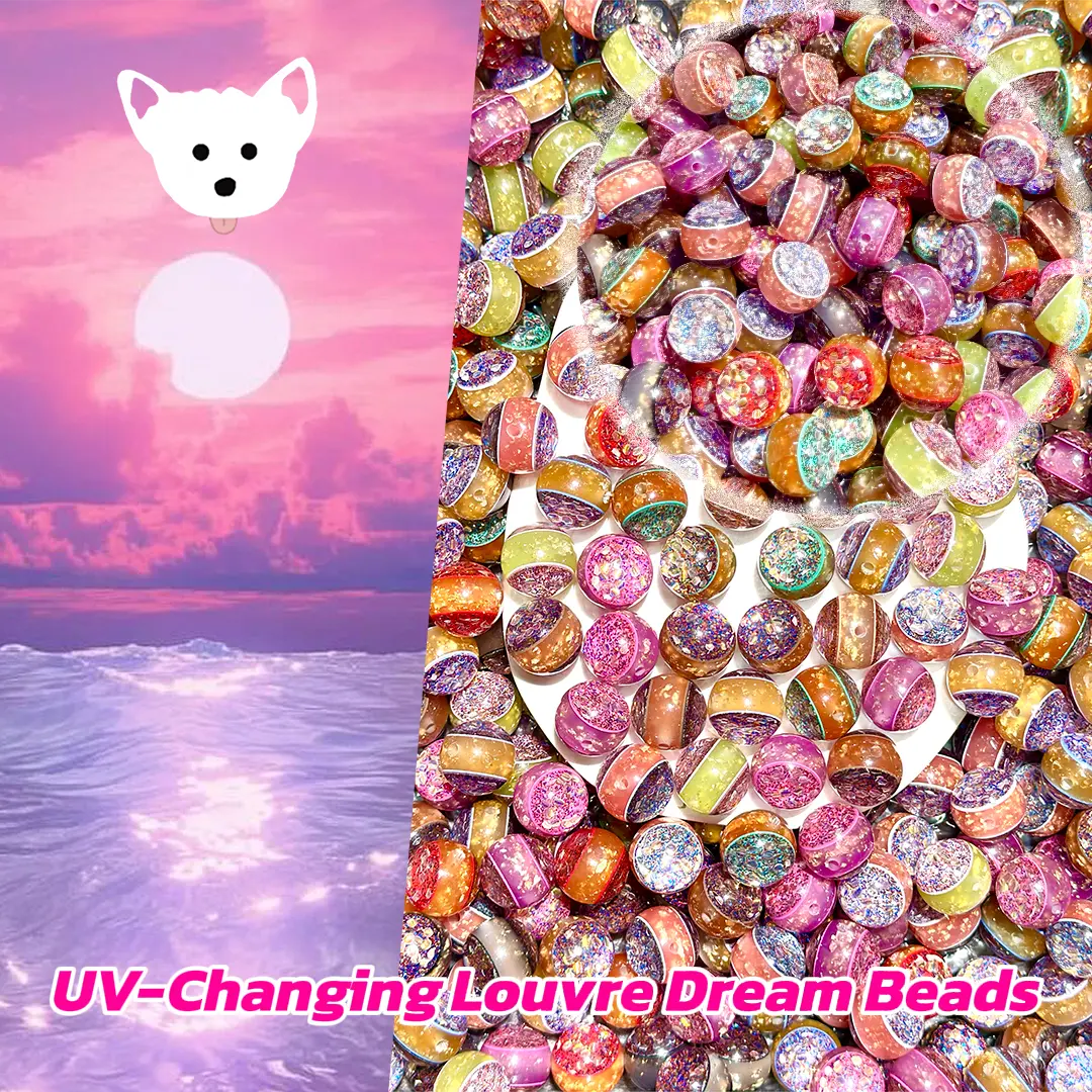 【New Arrival】UV-Changing Louvre Dream Beads for Key/Phone Chain/Bracelet/Hanging- Open in live