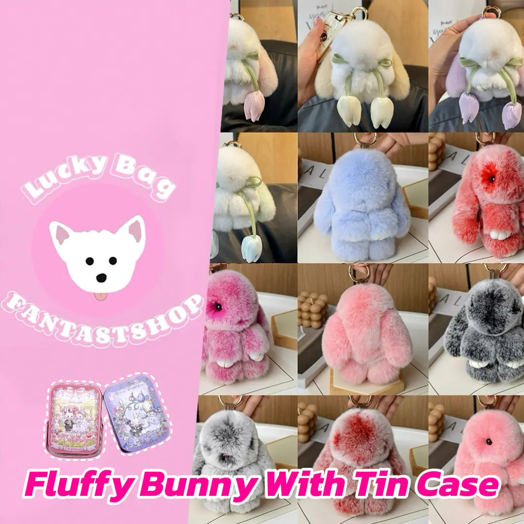 【Easter Special Limited New Arrival: 10%OFF】Fluffy Bunny With Tin Case- Open in live